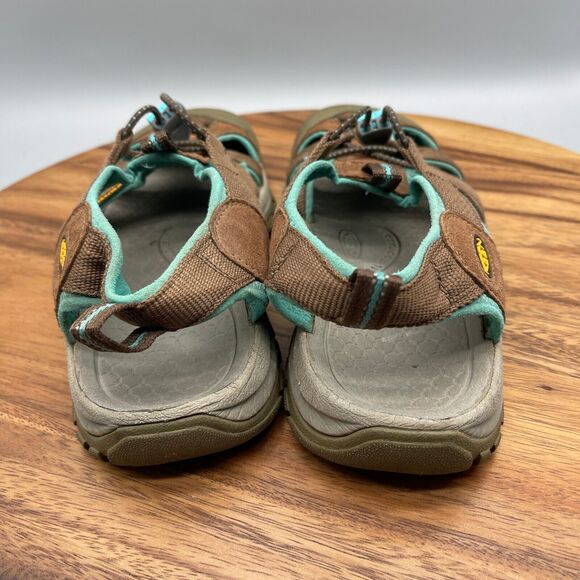 Keen Venice H2 Sandals Mens 8 Brown Teal Waterproof Bungee Vegan Hiking Cap Toe - Picture 4 of 8
